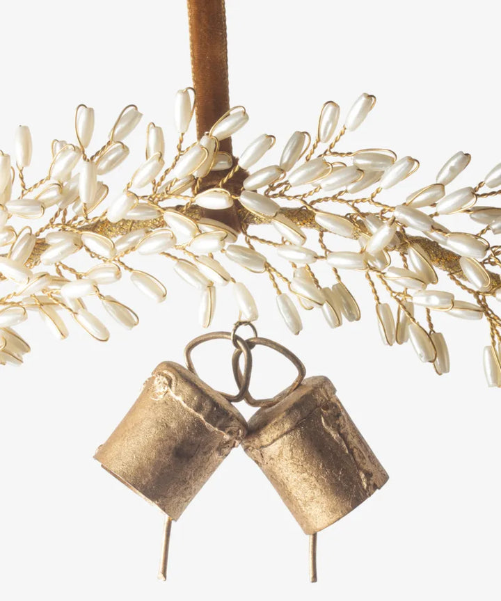 Beaded Golden Wreath with Bells | Small