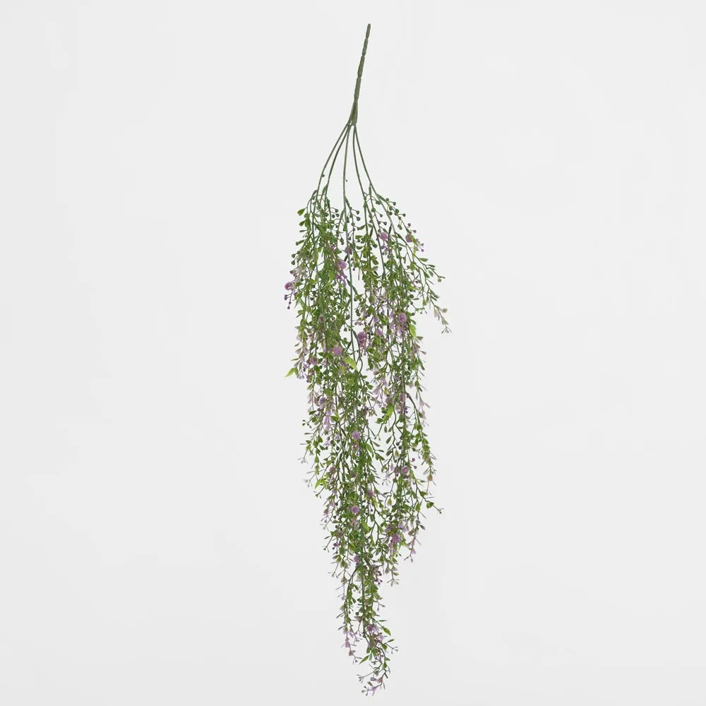 Faux Purple Berries Boxwood Hanging Vine