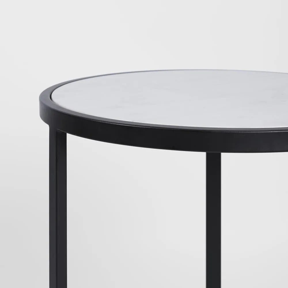 Pallisade Side Table | Black/Marble/Glass