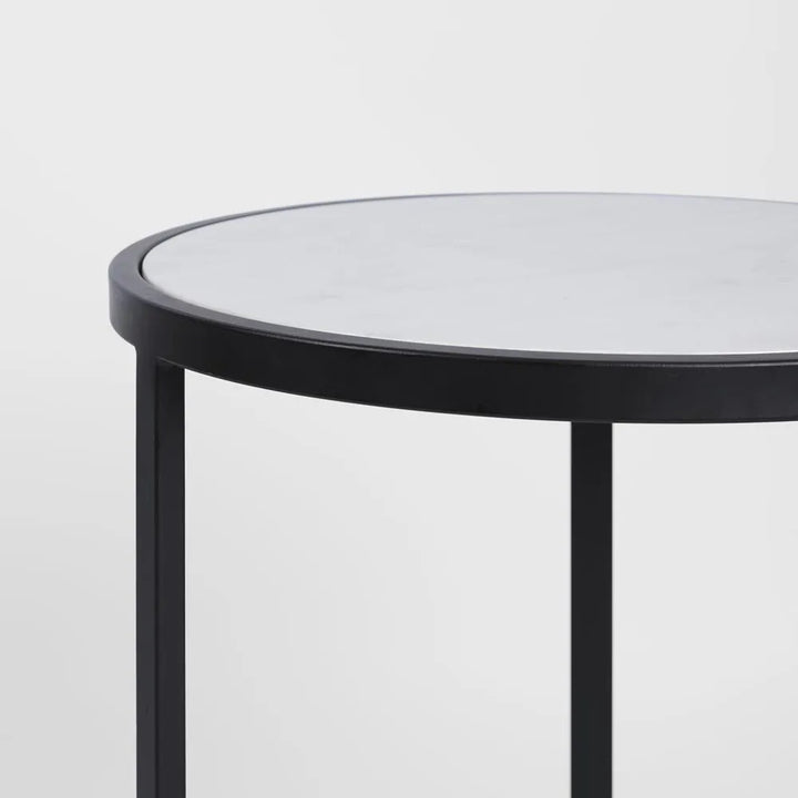 Pallisade Side Table | Black/Marble/Glass