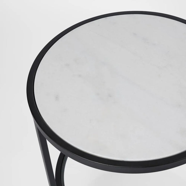 Pallisade Side Table | Black/Marble/Glass