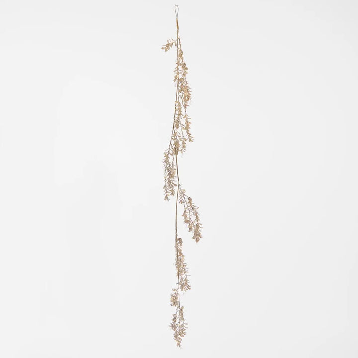Glitter Leaf Garland | Ice Champagne | 120cm