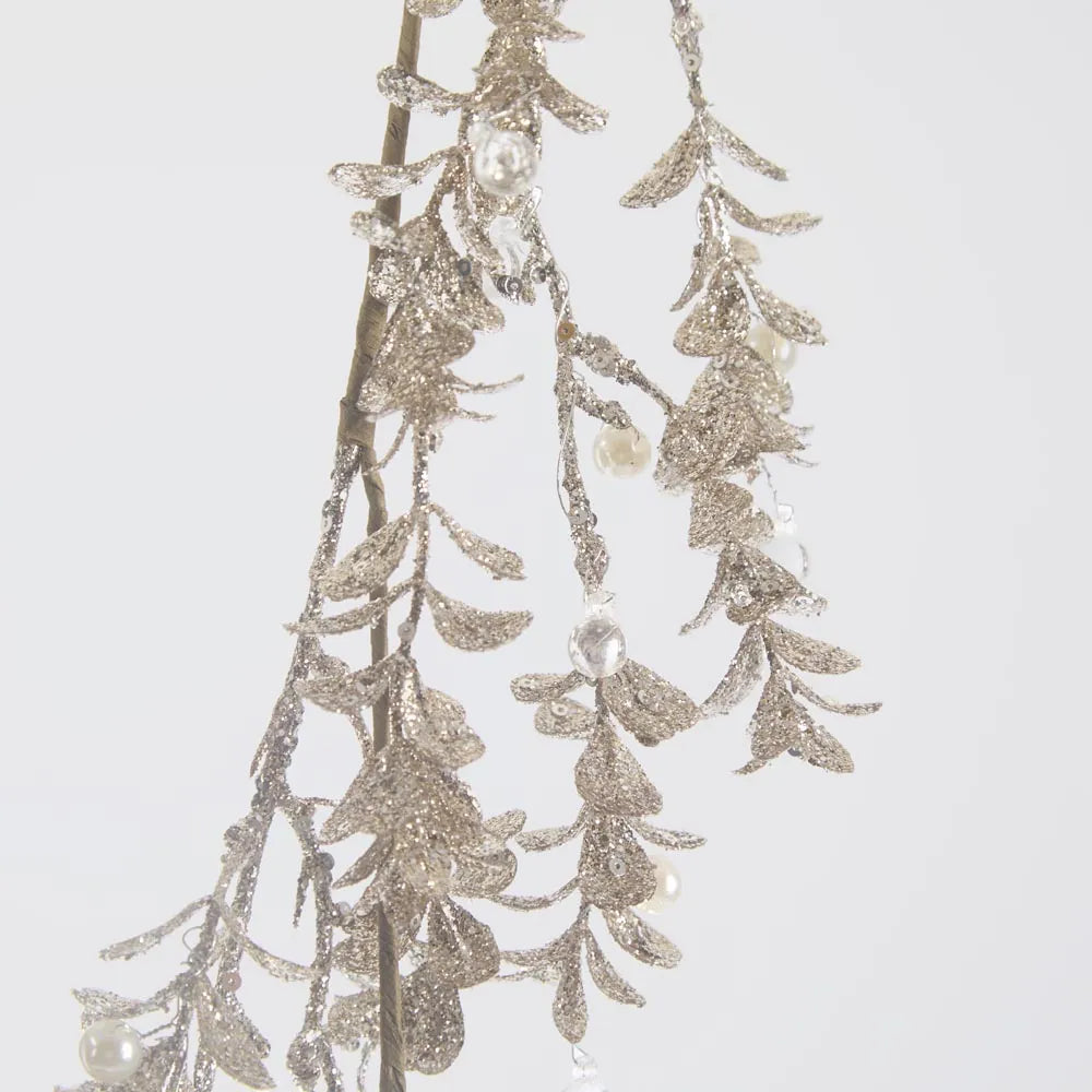 Glitter Leaf Garland | Ice Champagne | 120cm