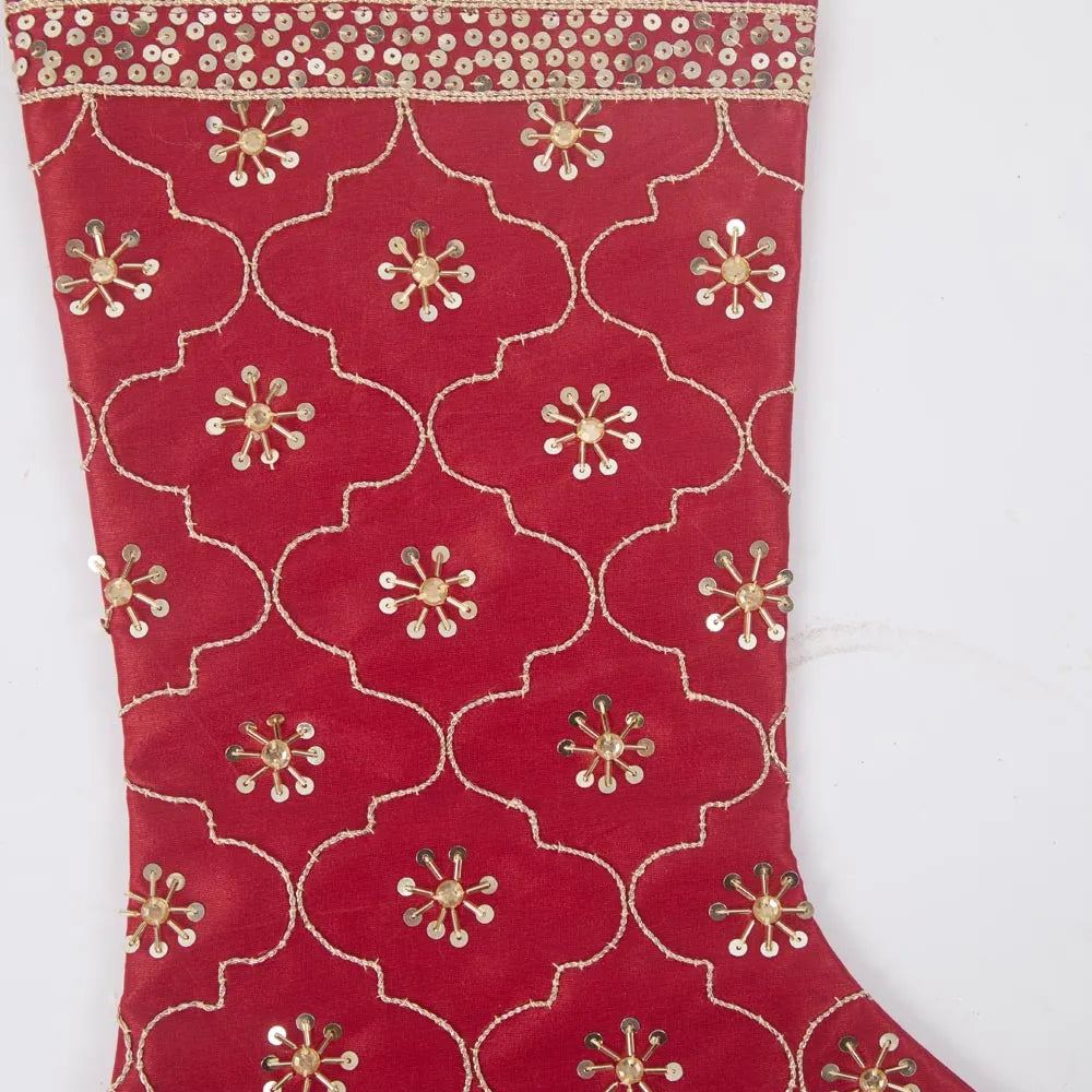 Red Silk Mosaic Christmas Stocking