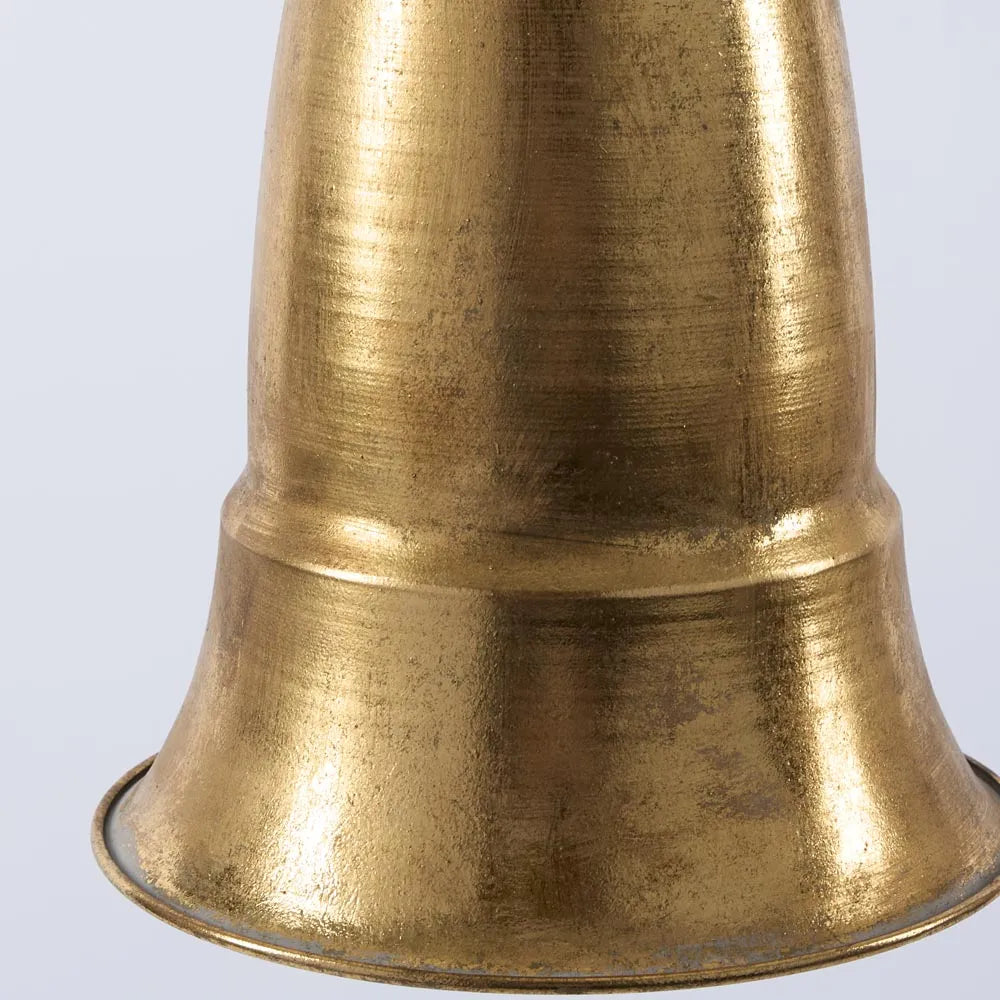 Tall Ridged Gold Hanging Christmas Bell 34cmH