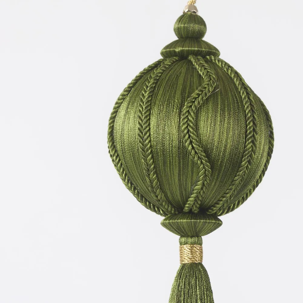 Silk Bauble with Tassel | Olive | 28cm