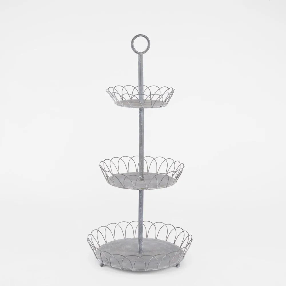 Zinc Three Tiered Looped Stand | 75cmH