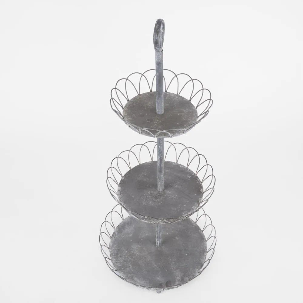 Zinc Three Tiered Looped Stand | 75cmH