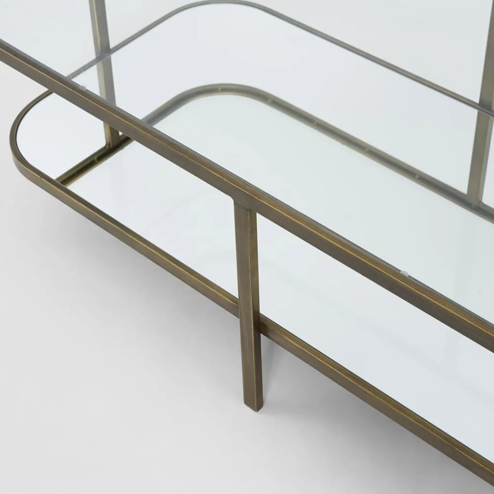 Louis Brass Iron Mirror Glass Coffee Table | W120 x D60.5 x H41cm