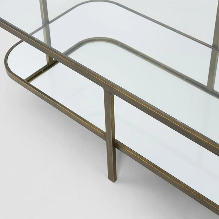 Louis Brass Iron Mirror Glass Coffee Table | W120 x D60.5 x H41cm