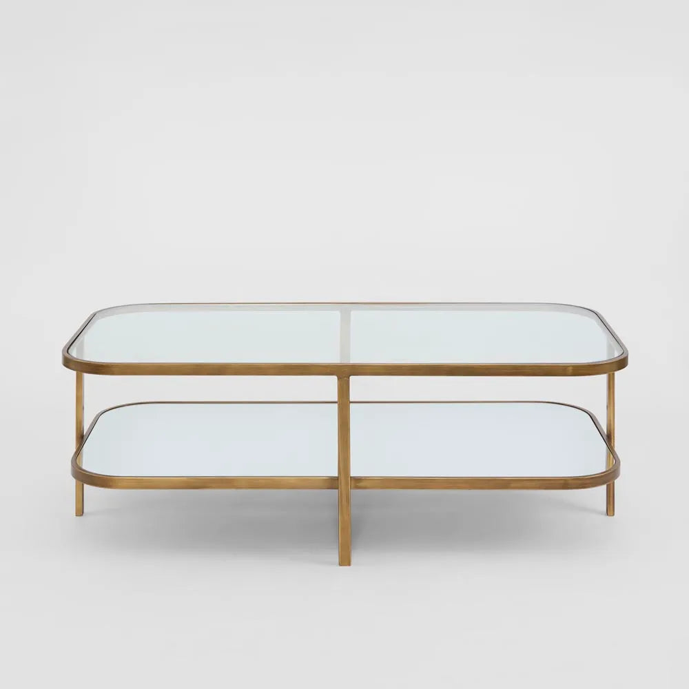Louis Brass Iron Mirror Glass Coffee Table | W120 x D60.5 x H41cm