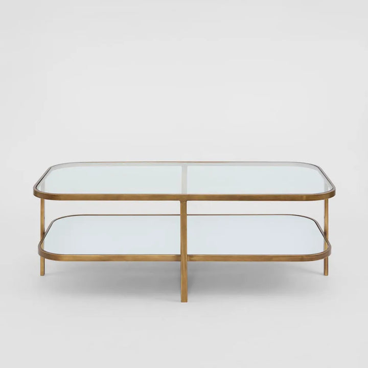 Louis Brass Iron Mirror Glass Coffee Table | W120 x D60.5 x H41cm