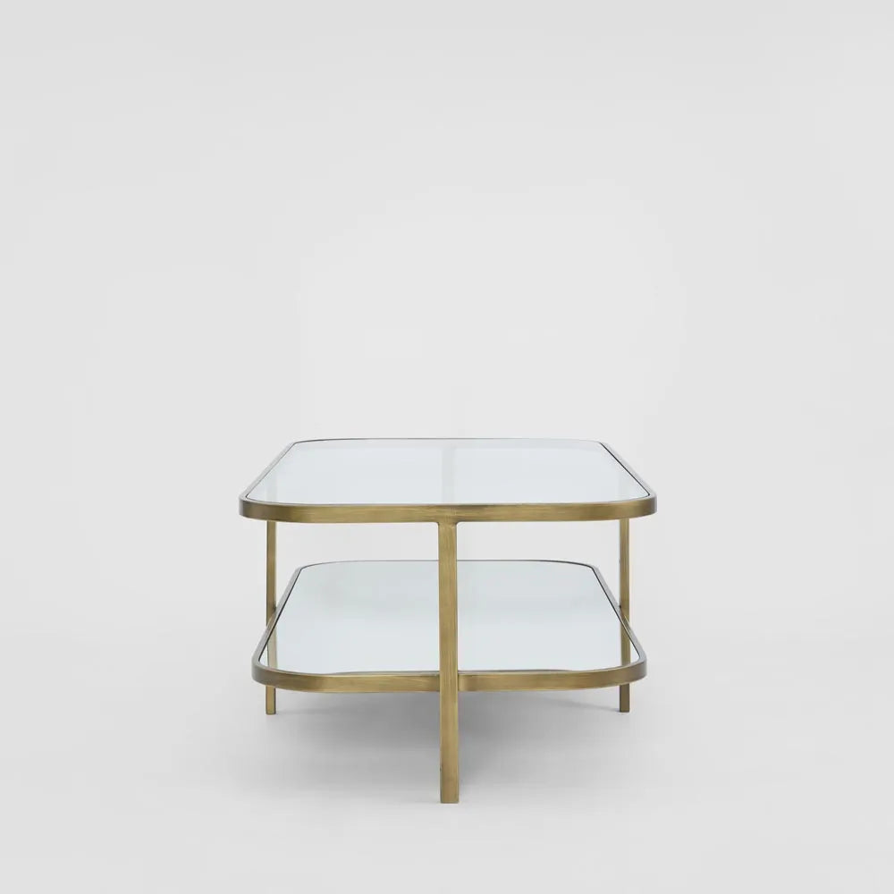 Louis Brass Iron Mirror Glass Coffee Table | W120 x D60.5 x H41cm