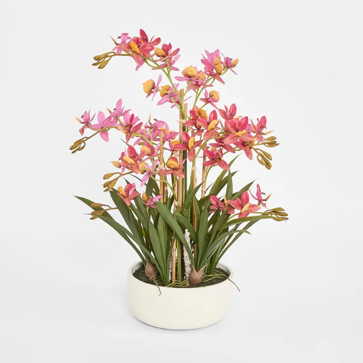 Deluxe Faux Cycnoches Orchid | Potted 75cmH