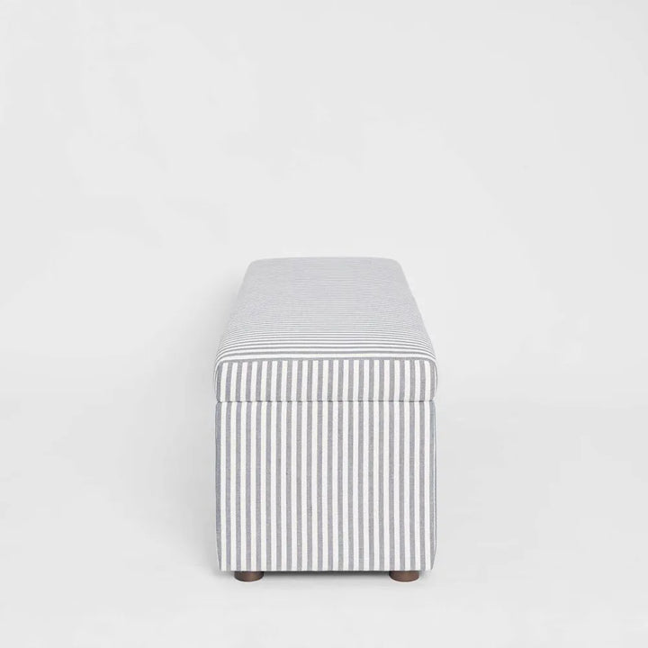Avalon Bed end Storage Ottoman | White & Blue Stripe | W140 x D45 x H48cm