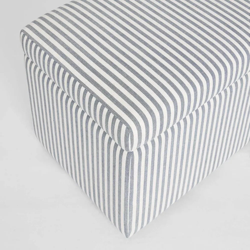 Avalon Bed end Storage Ottoman | White & Blue Stripe | W140 x D45 x H48cm