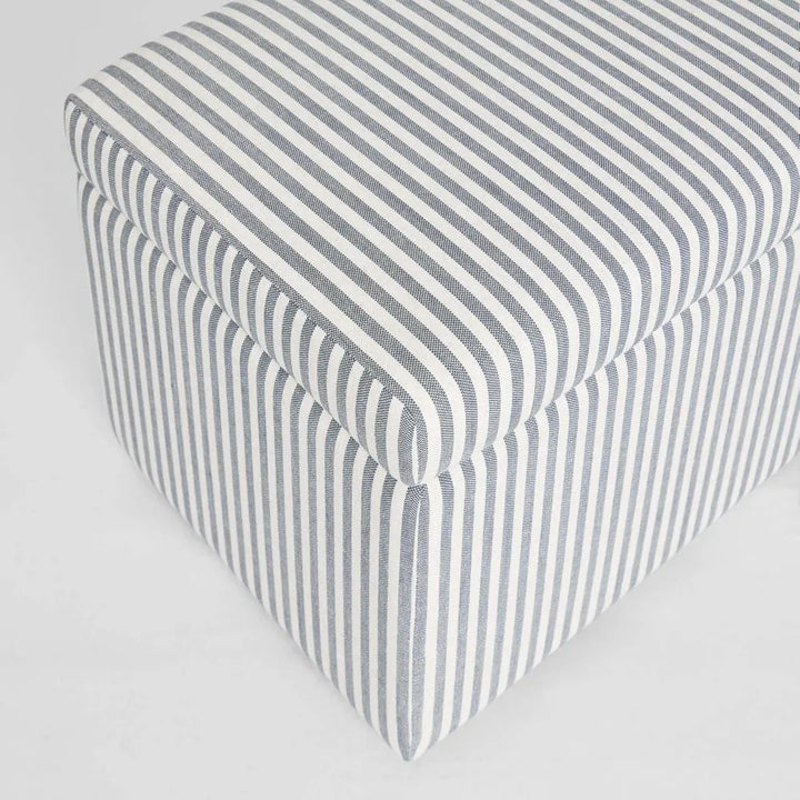 Avalon Bed end Storage Ottoman | White & Blue Stripe | W140 x D45 x H48cm