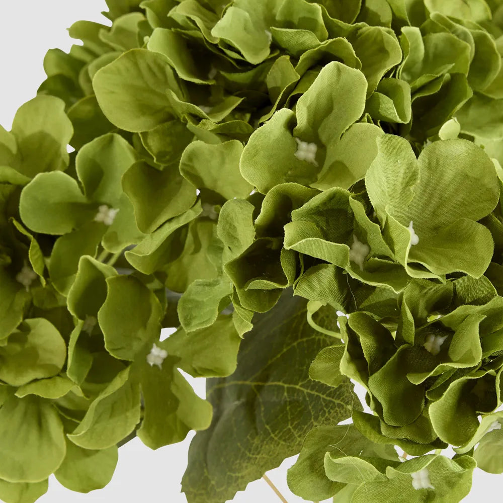 Faux Green Hydrangea Bunch | 5 Head