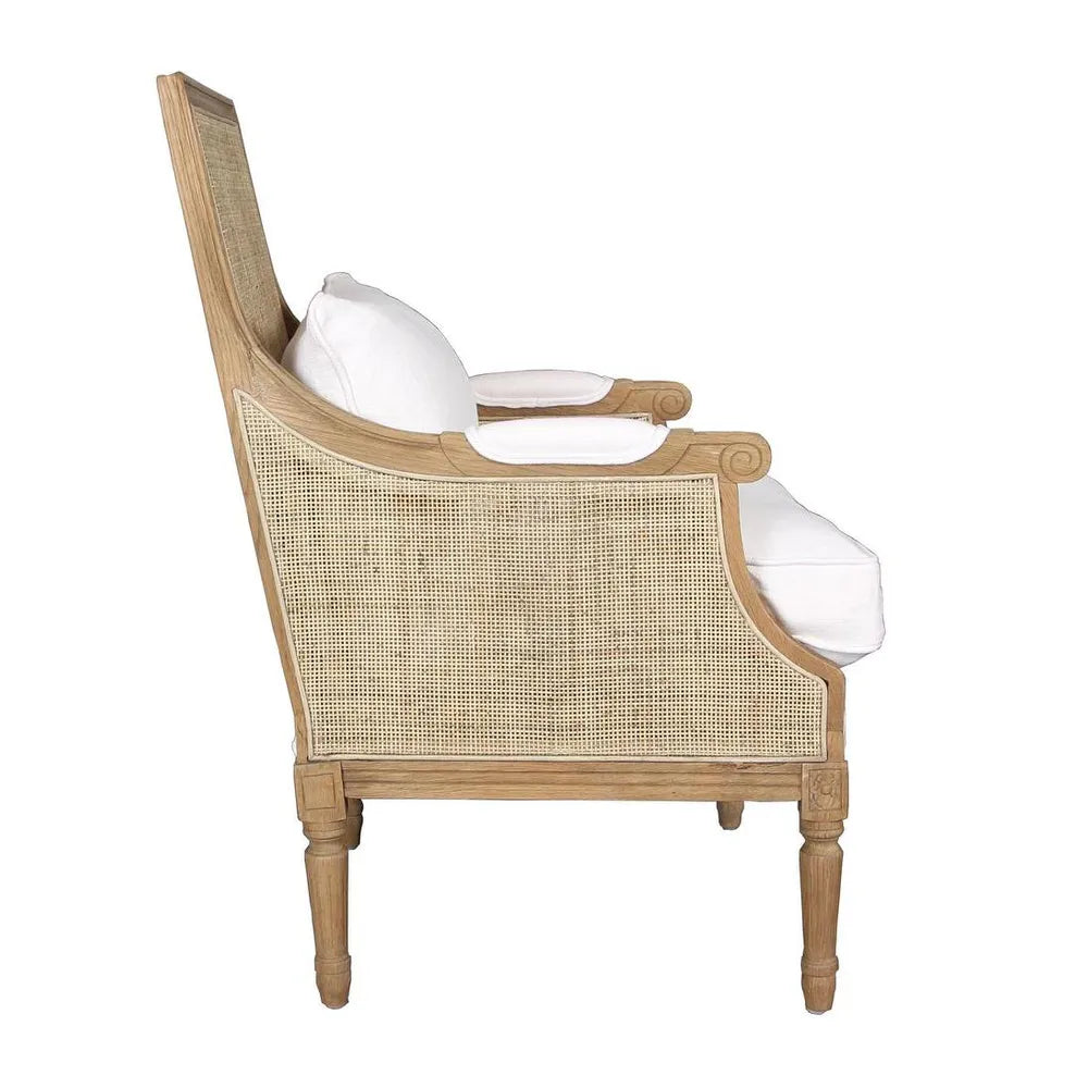 Indiana Oak with Cane Framed Armchair White