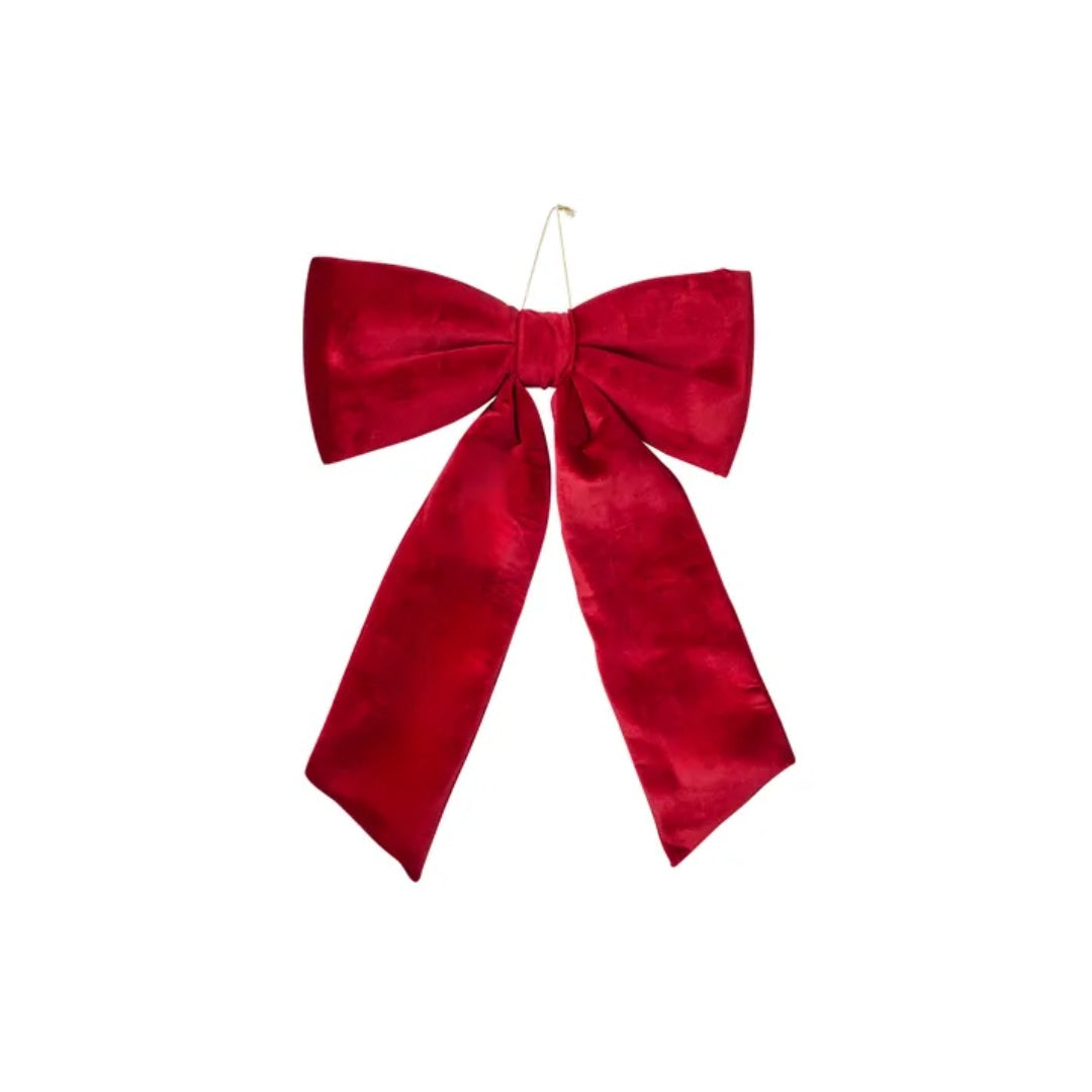 Burgundy Velvet Hanging Bow | 28cm