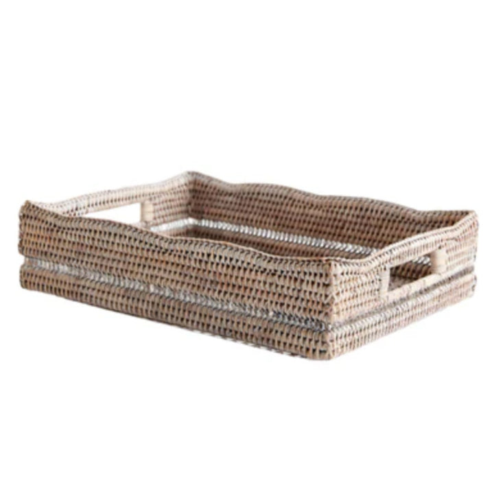 Lace Rattan Tray | White Wash | 38 x 28 x 10 cm