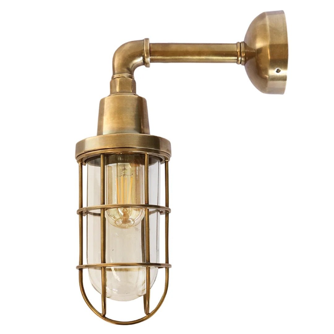 Faucet Cage Wall Sconce | IP54 Outdoor | Antique Brass | H 35cm, Depth 23cm - Suzie Anderson Home
