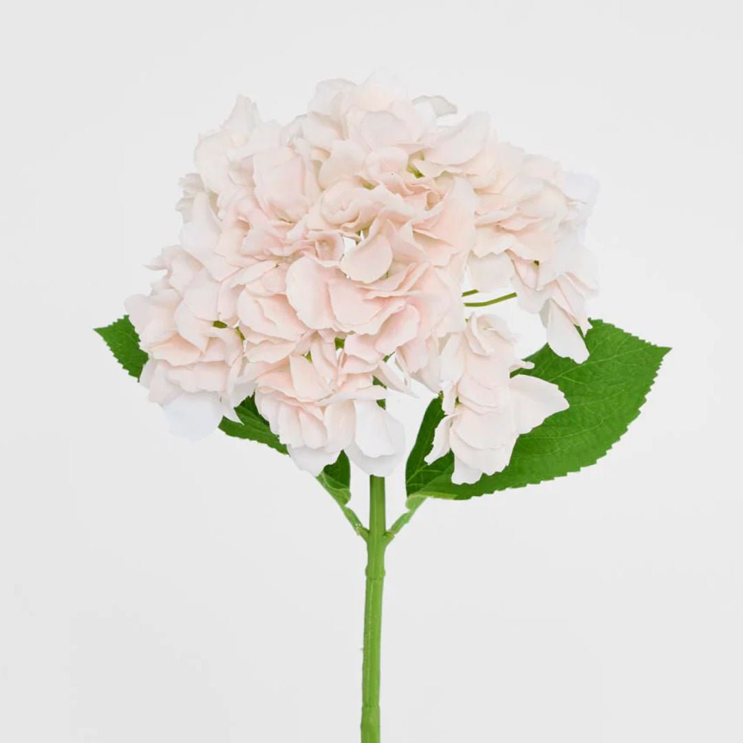 Faux Hydrangea Stem 'Soft Touch' 50cm | White Pink - Suzie Anderson Home