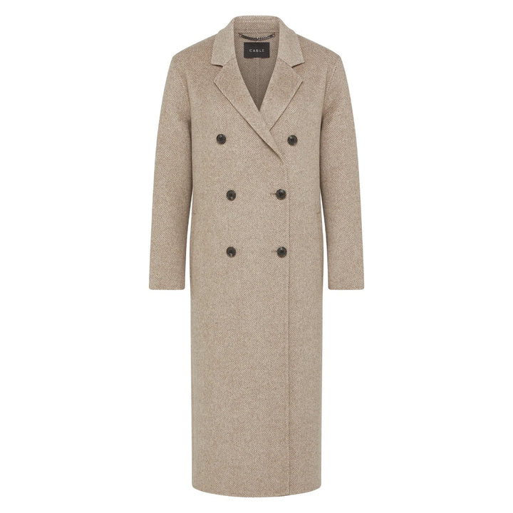 Cable | Ainsley Tailored Herringbone Coat | Fawn