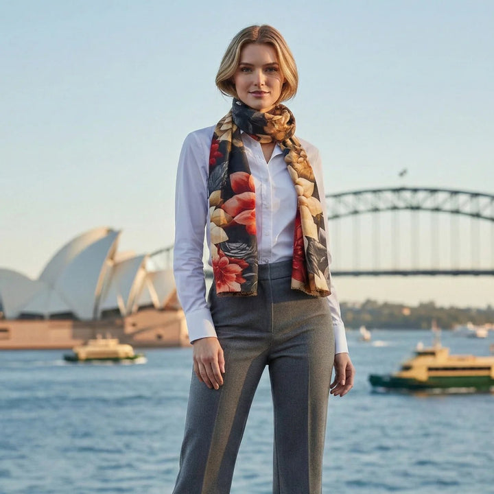 Fenna Floral Cashmere & Merino Wool Scarf – Lightweight Luxury Winter Wrap - Suzie Anderson Home