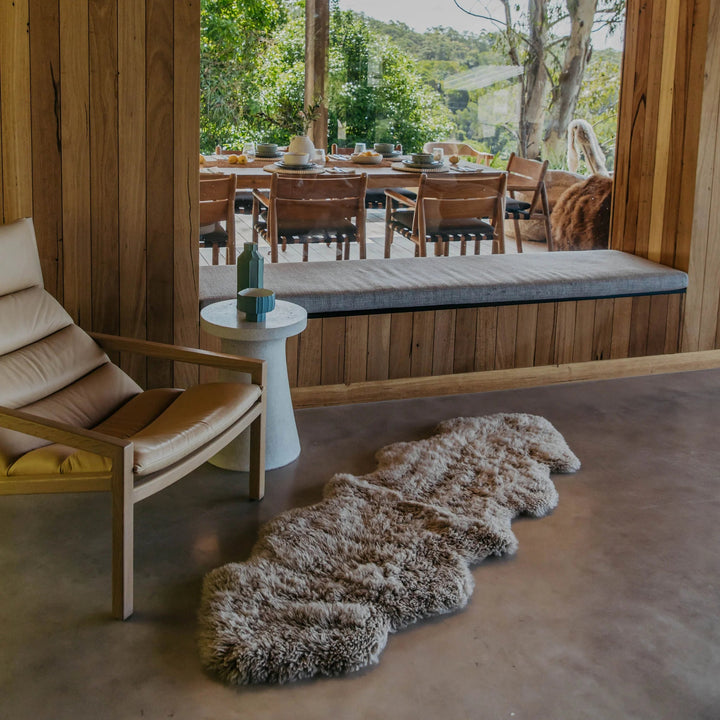 Fibre | Long Wool Curly Double Sheepskin Rug 60x180cm | Pelican - Suzie Anderson Home