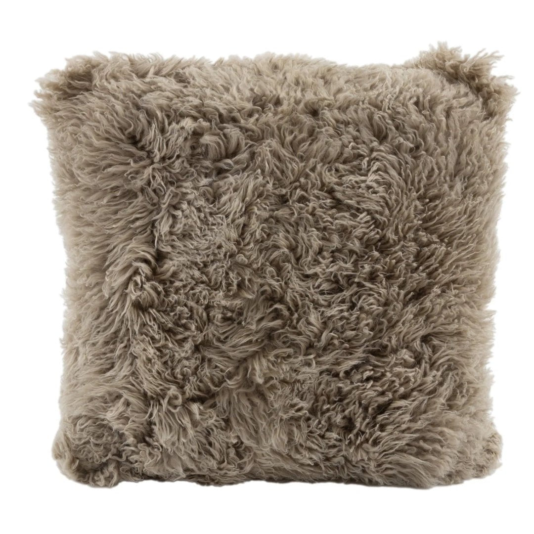 Fibre | Long Wool Curly Sheepskin Cushion & Insert | 50x50cm | Pelican - Suzie Anderson Home