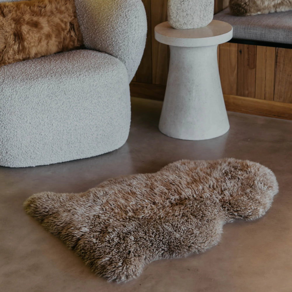 Fibre | Long Wool Sheepskin Curly Rug 90cm | Pelican - Suzie Anderson Home