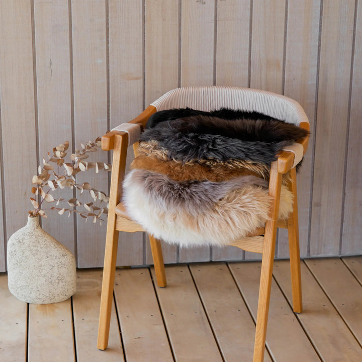 Fibre | Long Wool Sheepskin Seat / Arm Rest Circle 37cm | Nappa - Suzie Anderson Home