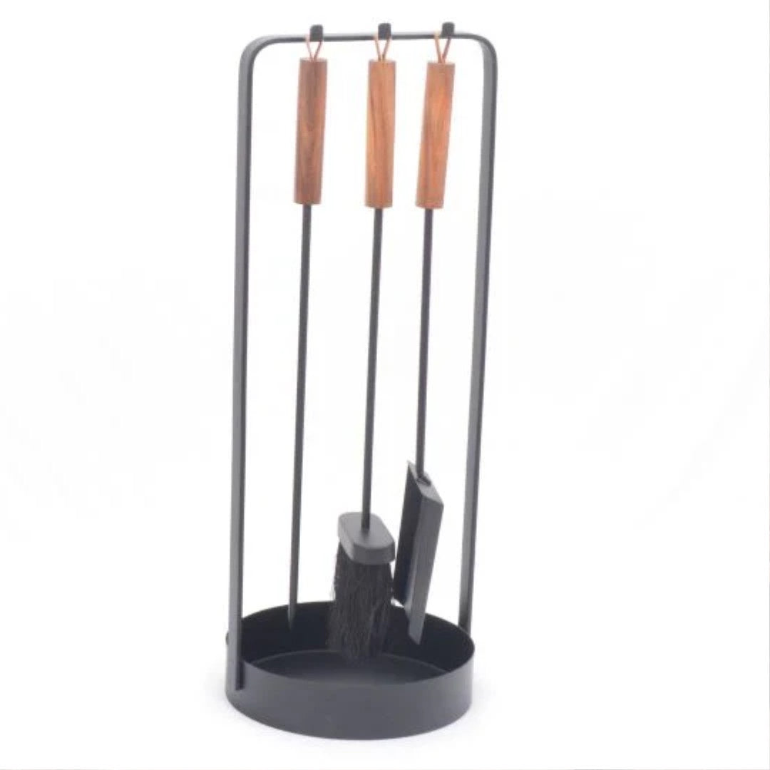 Rocca Fire Tools Set | 3 piece + Holder | Timber Handles