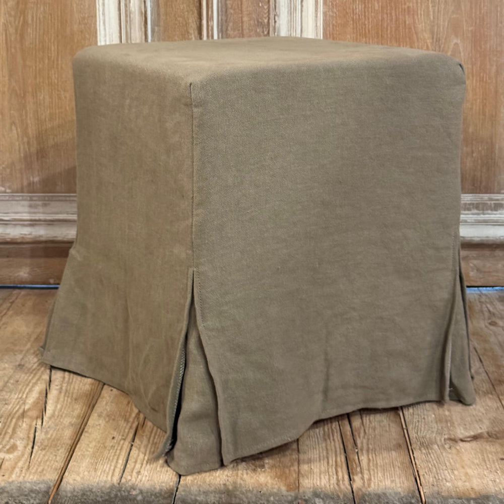 FLAMANT BELGIUM | SAGE GREEN FOOTSTOOL CUBE 50X50 COVER LONG - Suzie Anderson Home