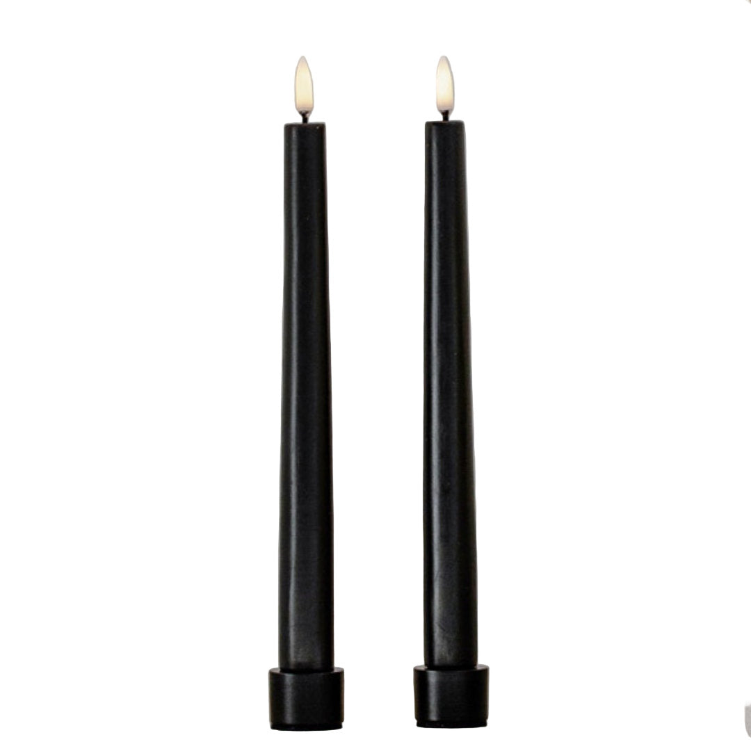 Textured Black | Flameless Taper Candles | Remote Controllable | PAIR