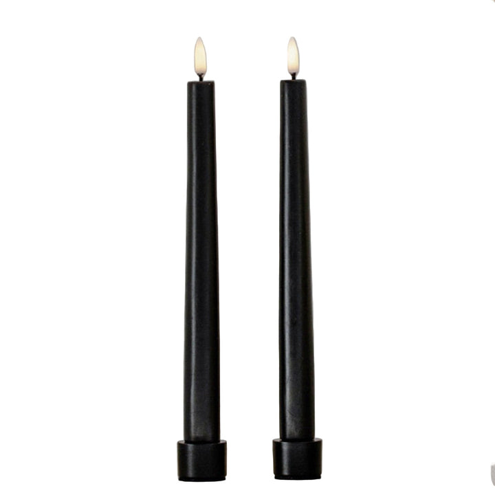 Textured Black | Flameless Taper Candles | Remote Controllable | PAIR