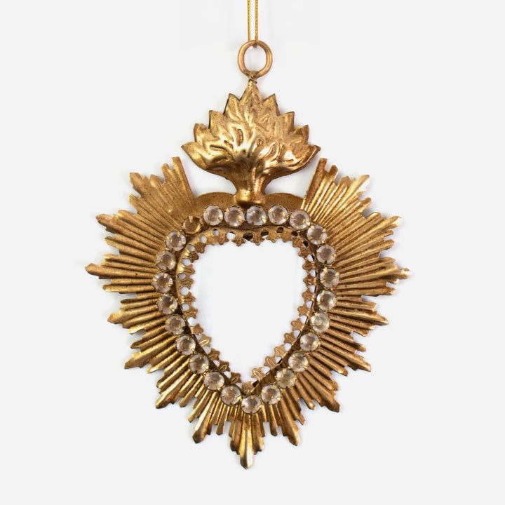 Hanging Jewelled Heart with Stone Ornament