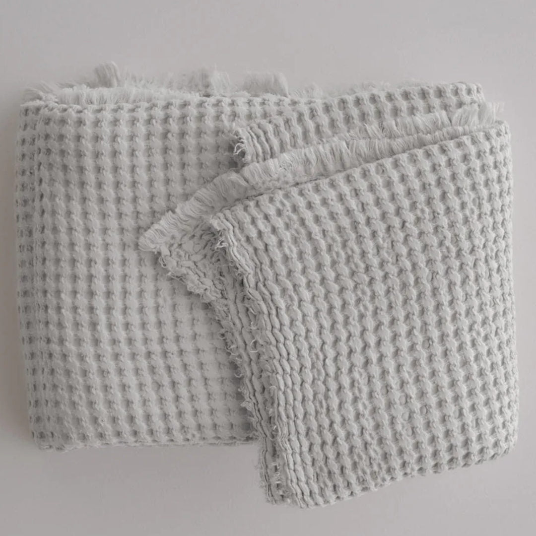 Flocca Linen Blanket | Fog | 230x260cm - Suzie Anderson Home