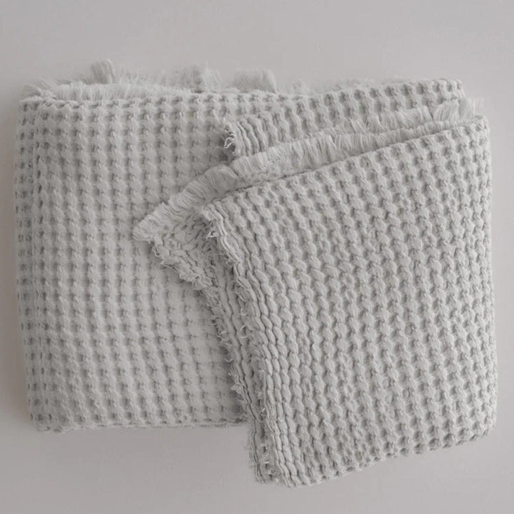 Flocca Linen Blanket | Fog | 230x260cm - Suzie Anderson Home