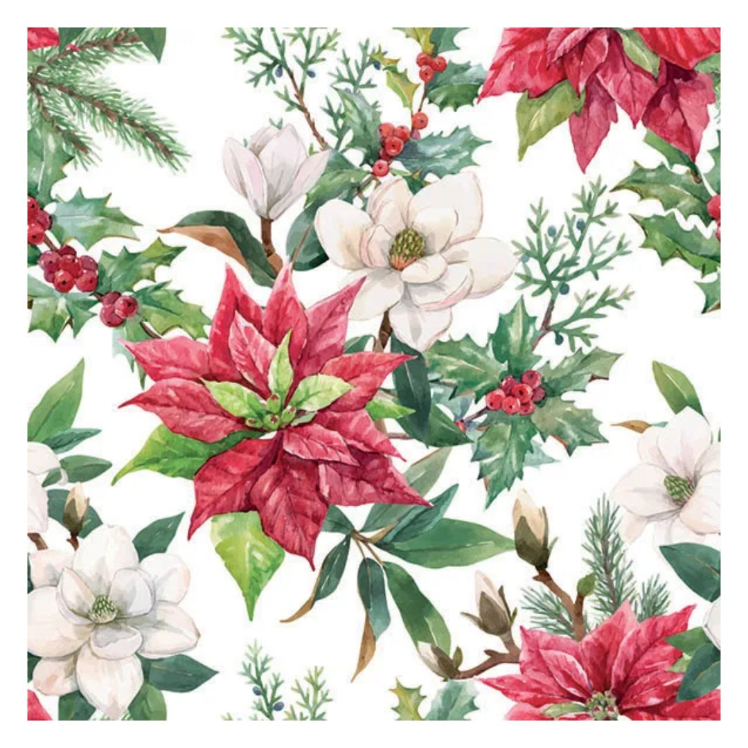 Luncheon Napkin Pk of 20 | Christmas Florals