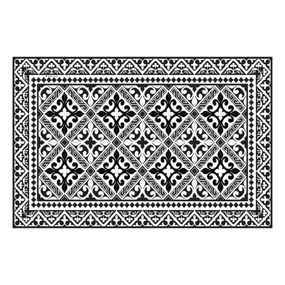 Flor De Lis Black & White Rectangle Vinyl Placemat (BOWRAL) - Suzie Anderson Home