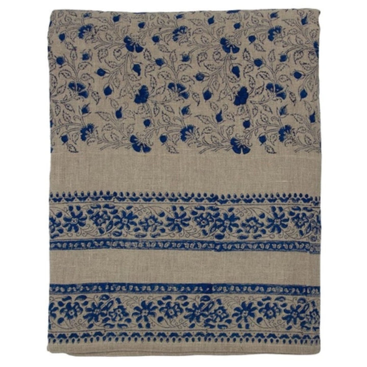 Sophie Azure Floral Linen Tablecloth | W160 x L320cm