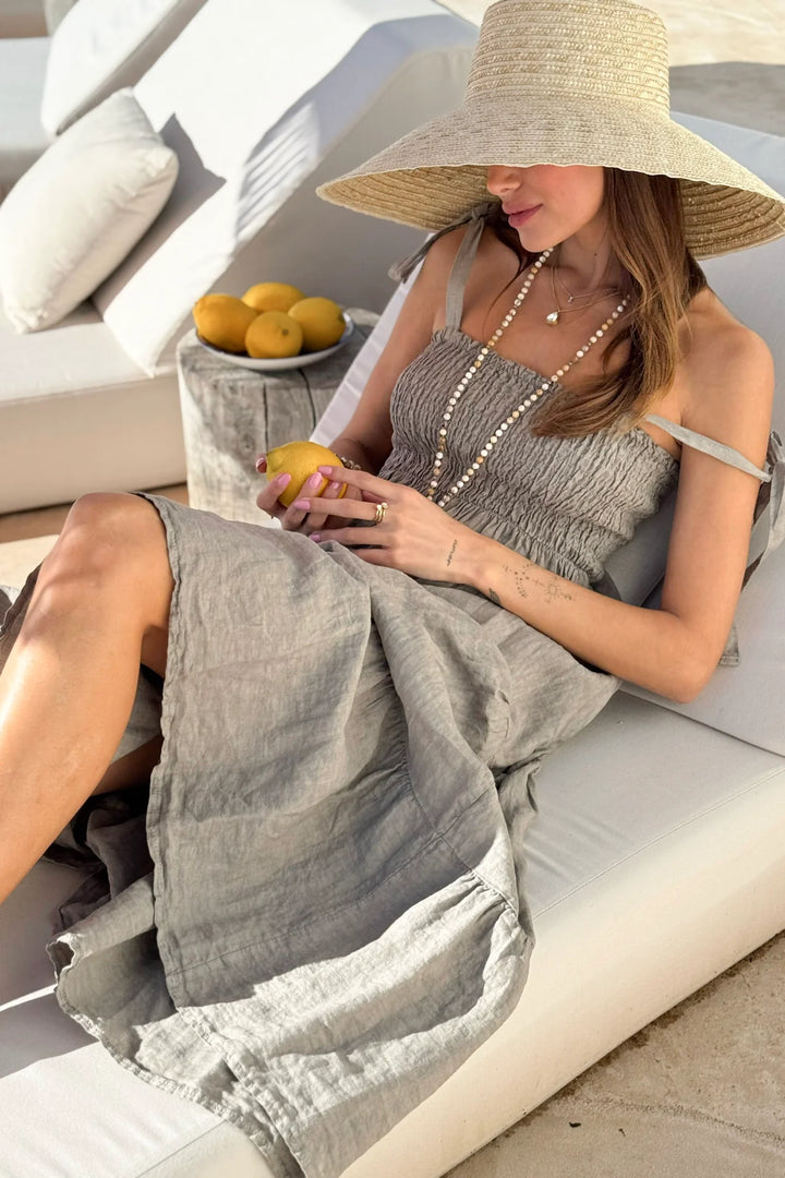 Bypias | Florentino Linen Dress | Taupe