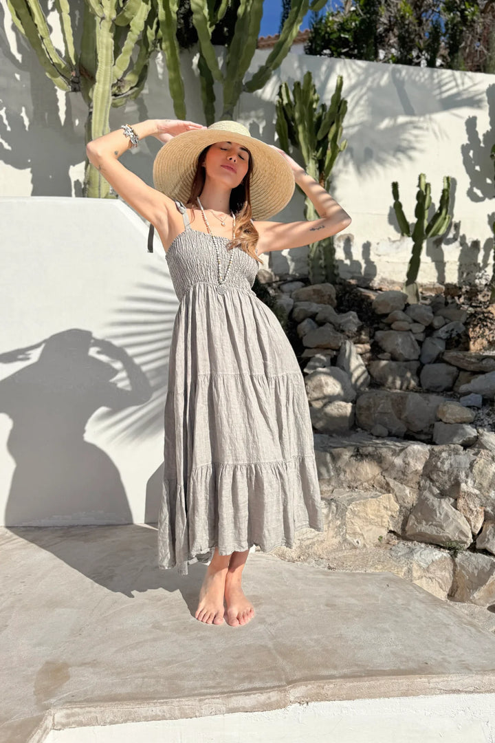 Bypias | Florentino Linen Dress | Taupe