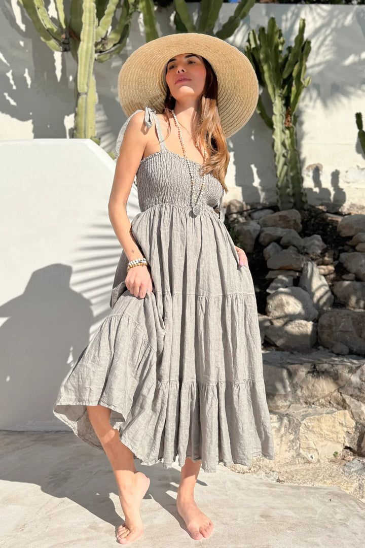 Bypias | Florentino Linen Dress | Taupe