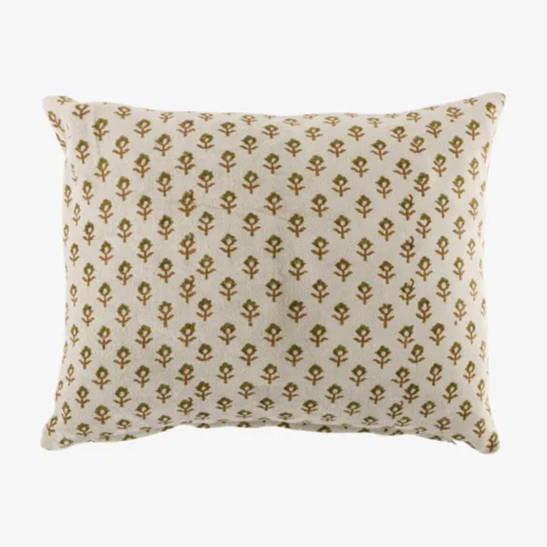 Flower Handblock Velvet Cushion Cover | 35x50cm