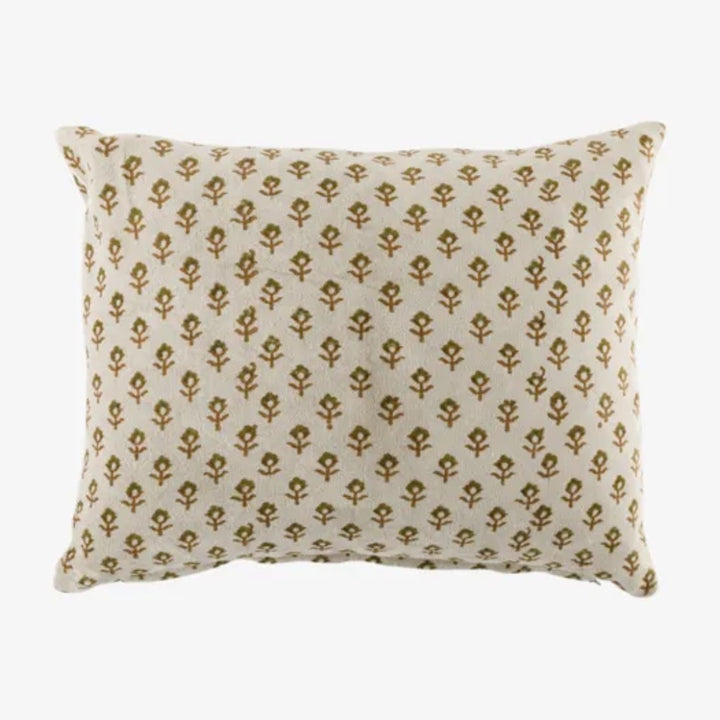 Flower Handblock Velvet Cushion Cover | 35x50cm