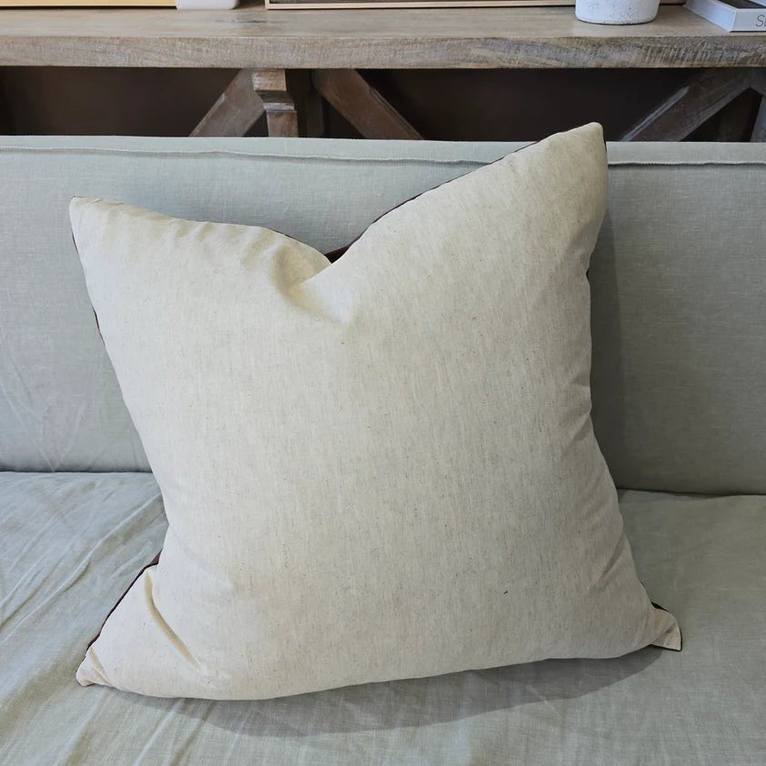 Fontainebleu Velvet & French Linen Cushion Cover | Pinecone Brown | 55x55cm - Suzie Anderson Home