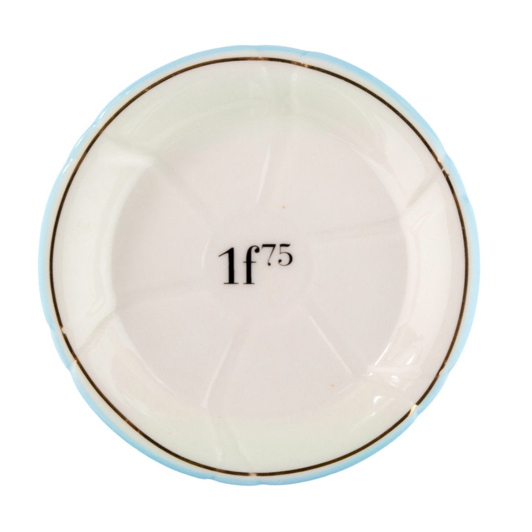 French Bistro Porcelain Saucer | Light blue & Gold-Suzie Anderson Home